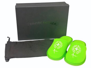 新品同様 CHROME HEARTS クロムハーツ HOTEL SLIPPER ホテルスリッパ サイズS マイアミ限定 ホースシュー グリーン パイル 中古 4b002607