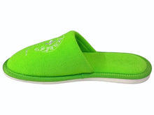 Load image into Gallery viewer, 新品同様 CHROME HEARTS クロムハーツ HOTEL SLIPPER ホテルスリッパ サイズS マイアミ限定 ホースシュー グリーン パイル 中古 4b002607
