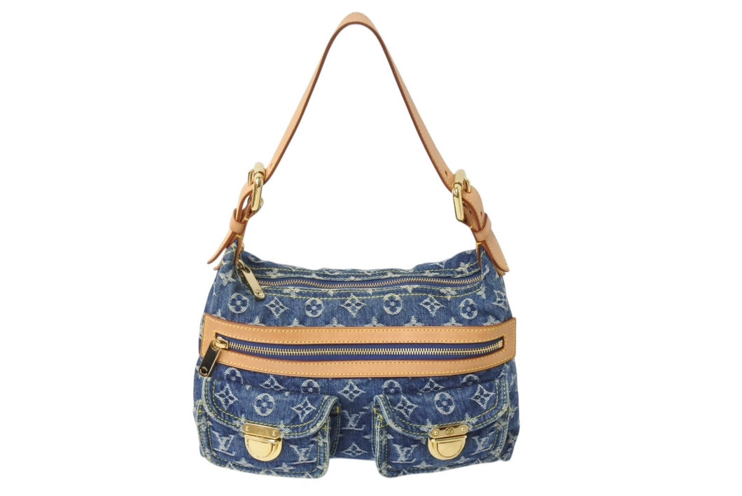 極美品 LOUIS VUITTON ルイヴィトン モノグラムデニム バギーPM ショルダーバッグ ワンショルダー M95049 インディゴブルー 中古 4b002620