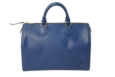 LOUIS VUITTON ルイヴィトン スピーディ30 エピ ハンドバッグ ボストンバッグ M43005 PVC レザー ブルー ゴールド金具 美品 中古 4b002625