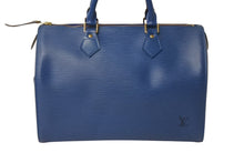 Load image into Gallery viewer, LOUIS VUITTON ルイヴィトン スピーディ30 エピ ハンドバッグ ボストンバッグ M43005 PVC レザー ブルー ゴールド金具 美品 中古 4b002625
