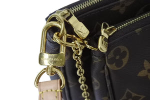 極美品 LOUIS VUITTON ルイヴィトン ミュルティ ポシェット アクセソワール ショルダーバッグ M44840 モノグラム ブラウン ピンク 中古 4b002627