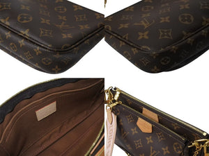 極美品 LOUIS VUITTON ルイヴィトン ミュルティ ポシェット アクセソワール ショルダーバッグ M44840 モノグラム ブラウン ピンク 中古 4b002627