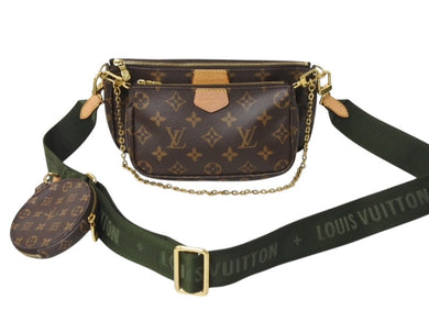 LOUIS VUITTON ルイヴィトン ミュルティポシェット アクセソワール カーキ ショルダーバッグ モノグラム M44813 美品 中古 4b002628