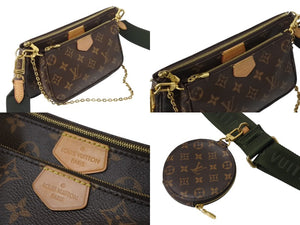 LOUIS VUITTON ルイヴィトン ミュルティポシェット アクセソワール カーキ ショルダーバッグ モノグラム M44813 美品 中古 4b002628