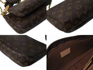 LOUIS VUITTON ルイヴィトン ミュルティポシェット アクセソワール カーキ ショルダーバッグ モノグラム M44813 美品 中古 4b002628