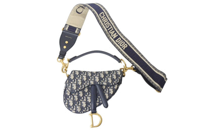 極美品 Christian Dior クリスチャンディオール サドルバッグ ベージュ コットン ベルト付き M0456CTZQ M928 ゴールド金具 中古 4b002631
