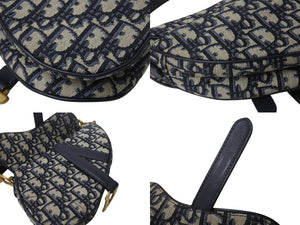 極美品 Christian Dior クリスチャンディオール サドルバッグ ベージュ コットン ベルト付き M0456CTZQ M928 ゴールド金具 中古 4b002631