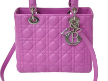 Load image into Gallery viewer, CHRISTIAN DIOR クリスチャンディオール レディディオール ミディアム 2WAY ハンドバッグ カナージュ パープル シルバー 美品 中古 4b002632