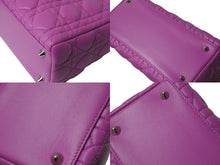 Load image into Gallery viewer, CHRISTIAN DIOR クリスチャンディオール レディディオール ミディアム 2WAY ハンドバッグ カナージュ パープル シルバー 美品 中古 4b002632