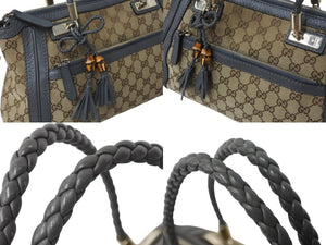GUCCI グッチ 2WAYバッグ ハンドバッグ ショルダーバッグ 282300 204991 GGキャンバス ベージュ グレー ゴールド金具 良品 中古 4b002635