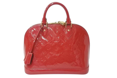 LOUIS VUITTON ルイヴィトン アルマPM ハンドバッグ M90096 モノグラム ヴェルニ レッド ゴールド金具 美品 中古 4b002636