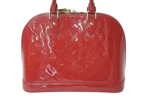 LOUIS VUITTON ルイヴィトン アルマPM ハンドバッグ M90096 モノグラム ヴェルニ レッド ゴールド金具 美品 中古 4b002636
