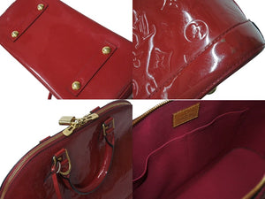 LOUIS VUITTON ルイヴィトン アルマPM ハンドバッグ M90096 モノグラム ヴェルニ レッド ゴールド金具 美品 中古 4b002636