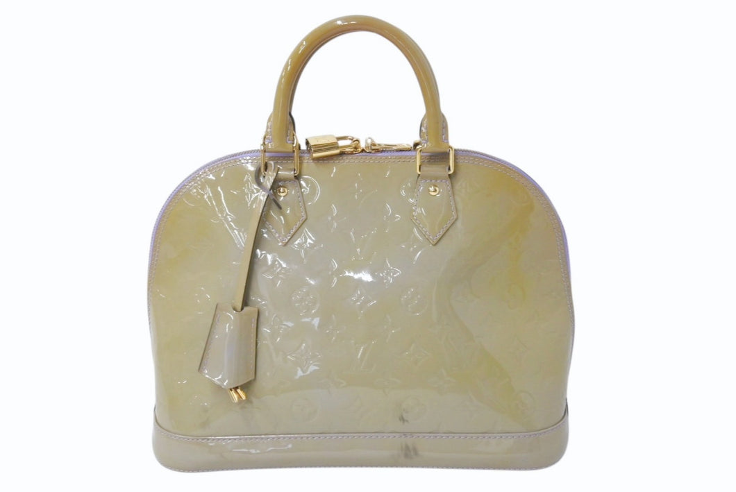 LOUIS VUITTON ルイヴィトン アルマPM ハンドバッグ SN0184 モノグラム ヴェルニ ブルーグレー系 ゴールド金具 良品 中古 4b002637