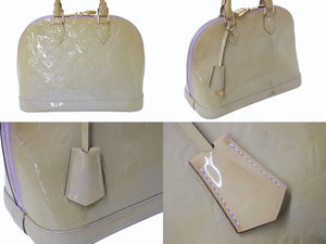 LOUIS VUITTON ルイヴィトン アルマPM ハンドバッグ SN0184 モノグラム ヴェルニ ブルーグレー系 ゴールド金具 良品 中古 4b002637
