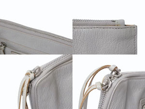 BALENCIAGA バレンシアガ メタルエッジ クラッチバッグ 390174 グレー レザー シルバー金具 手持ち ポーチ 美品 中古 4b002642