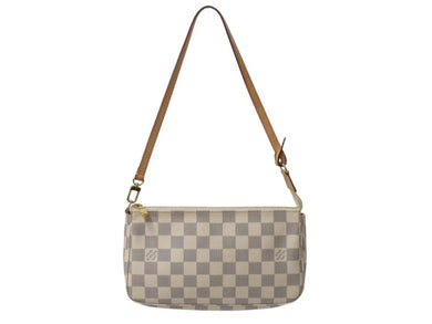 極美品 LOUISVUITTON ルイヴィトン ポシェットアクセソワール 化粧 アクセサリーポーチ ダミエアズール ホワイト N41207 中古 4b002654