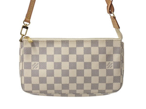 極美品 LOUISVUITTON ルイヴィトン ポシェットアクセソワール 化粧 アクセサリーポーチ ダミエアズール ホワイト N41207 中古 4b002654