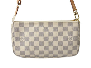極美品 LOUISVUITTON ルイヴィトン ポシェットアクセソワール 化粧 アクセサリーポーチ ダミエアズール ホワイト N41207 中古 4b002654