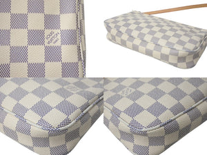 極美品 LOUISVUITTON ルイヴィトン ポシェットアクセソワール 化粧 アクセサリーポーチ ダミエアズール ホワイト N41207 中古 4b002654