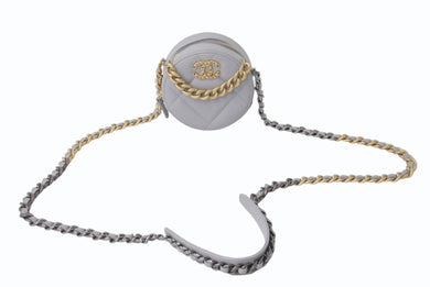 極美品 CHANEL シャネル ショルダーバッグ シャネル19 ラウンド ホワイト ラムスキン 29番台 ゴールド、シルバー金具 29495568 中古 4b002656