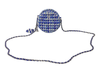 CHANEL シャネル ラウンド チェーンショルダーバッグ 27番台 シャネル19 ココマーク ツイード ブルー 美品 中古 4b002660
