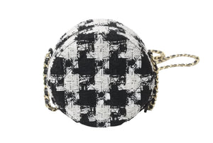 極美品 CHANEL シャネル ラウンド チェーンショルダーバッグ AP0245 29番台 シャネル19 ココマーク ツイード ホワイト ブラック 中古 4b002661