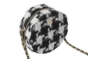 極美品 CHANEL シャネル ラウンド チェーンショルダーバッグ AP0245 29番台 シャネル19 ココマーク ツイード ホワイト ブラック 中古 4b002661