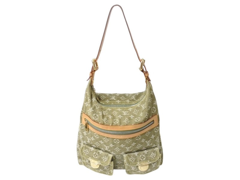 LOUIS VUITTON ルイヴィトン バギーGM ショルダーバッグ M95211 モノグラムデニムキャンバス カーキ ゴールド金具 美品 中古 4b002664