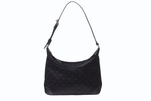 LOUIS VUITTON ルイヴィトン リトル ブローニュ ワンショルダーバッグ M92142 モノグラム サテン ブラック シルバー金具 美品 中古 4b002666