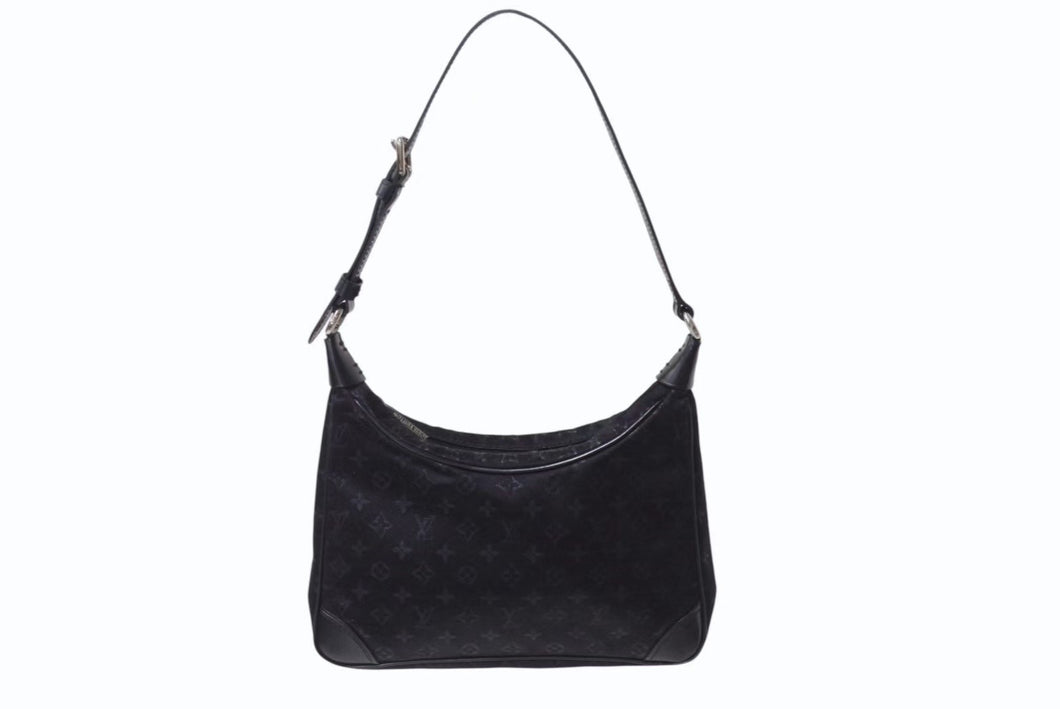 LOUIS VUITTON ルイヴィトン リトル ブローニュ ワンショルダーバッグ M92142 モノグラム サテン ブラック シルバー金具 美品 中古 4b002666