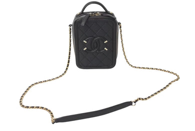 極美品 CHANEL シャネル CCフィリグリー チェーンショルダーバッグ AS0988 28番台 キャビアスキン ココマーク ブラック 中古 4b002668