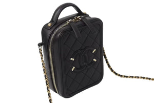 極美品 CHANEL シャネル CCフィリグリー チェーンショルダーバッグ AS0988 28番台 キャビアスキン ココマーク ブラック 中古 4b002668