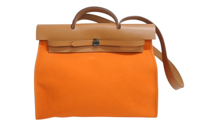極美品 HERMES エルメス エールバッグジップ ショルダーバッグ ハンドバッグ Q刻印 トワルオフィシエ オレンジ 中古 4b002669