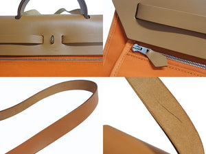 極美品 HERMES エルメス エールバッグジップ ショルダーバッグ ハンドバッグ Q刻印 トワルオフィシエ オレンジ 中古 4b002669