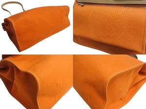極美品 HERMES エルメス エールバッグジップ ショルダーバッグ ハンドバッグ Q刻印 トワルオフィシエ オレンジ 中古 4b002669