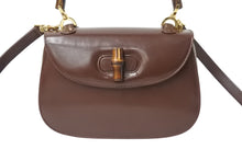 Load image into Gallery viewer, GUCCI グッチ ハンドバッグ ダークブラウン レザー バンブー ポシェット 00020460188 ゴールド金具 美品 中古 4b002671