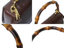 Load image into Gallery viewer, GUCCI グッチ ハンドバッグ ダークブラウン レザー バンブー ポシェット 00020460188 ゴールド金具 美品 中古 4b002671