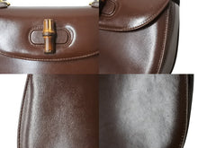 Load image into Gallery viewer, GUCCI グッチ ハンドバッグ ダークブラウン レザー バンブー ポシェット 00020460188 ゴールド金具 美品 中古 4b002671