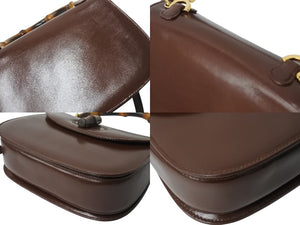GUCCI グッチ ハンドバッグ ダークブラウン レザー バンブー ポシェット 00020460188 ゴールド金具 美品 中古 4b002671