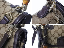 Load image into Gallery viewer, GUCCI グッチ ハンドバッグ ベージュ ブラウン バンブー GGスプリームキャンバス 254884 ゴールド金具 美品 中古 4b002673
