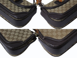 GUCCI グッチ ハンドバッグ ベージュ ブラウン バンブー GGスプリームキャンバス 254884 ゴールド金具 美品 中古 4b002673