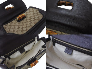 GUCCI グッチ ハンドバッグ ベージュ ブラウン バンブー GGスプリームキャンバス 254884 ゴールド金具 美品 中古 4b002673