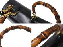 Load image into Gallery viewer, GUCCI グッチ バンブー 2WAY ハンドバッグ 000 1364 0633 カーフスキン ブラック ゴールド金具 ウッド 美品 中古 4b002677
