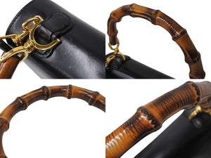 GUCCI グッチ バンブー 2WAY ハンドバッグ 000 1364 0633 カーフスキン ブラック ゴールド金具 ウッド 美品 中古 4b002677