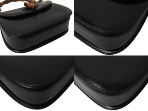 GUCCI グッチ バンブー 2WAY ハンドバッグ 000 1364 0633 カーフスキン ブラック ゴールド金具 ウッド 美品 中古 4b002677
