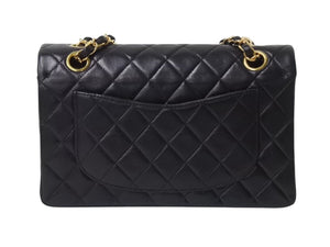極美品 CHANEL シャネル マトラッセ23 Wフラップ Wチェーンショルダーバッグ 5番台 ラムスキン ココマーク ブラック ゴールド金具 中古 4b002678