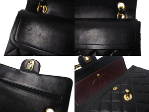 極美品 CHANEL シャネル マトラッセ23 Wフラップ Wチェーンショルダーバッグ 5番台 ラムスキン ココマーク ブラック ゴールド金具 中古 4b002678