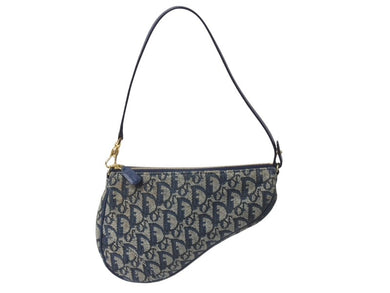 CHRISTIAN DIOR クリスチャンディオール トロッター サドルバッグ ワンショルダーバッグ サドルポーチ ネイビー 美品 中古 4b002679